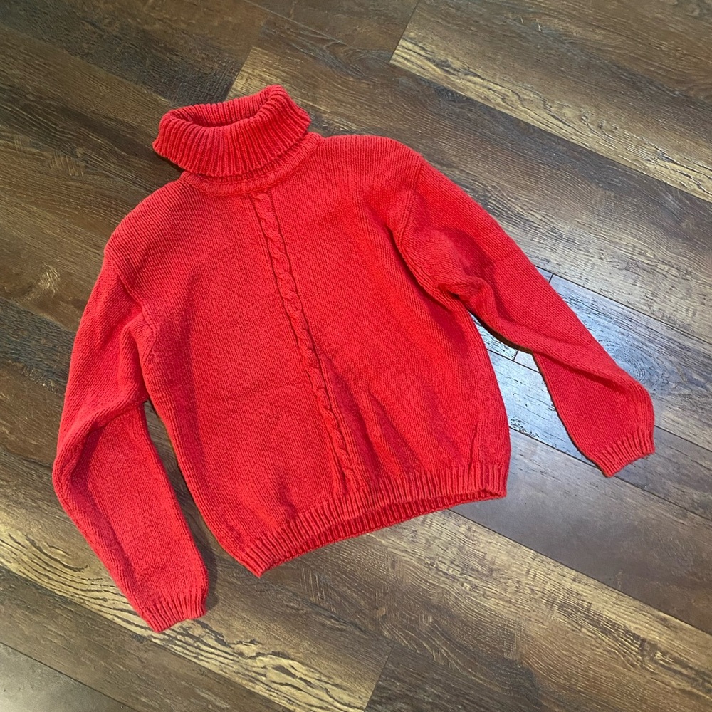 90s Wainscott Vibrant Red Turtleneck Sweater